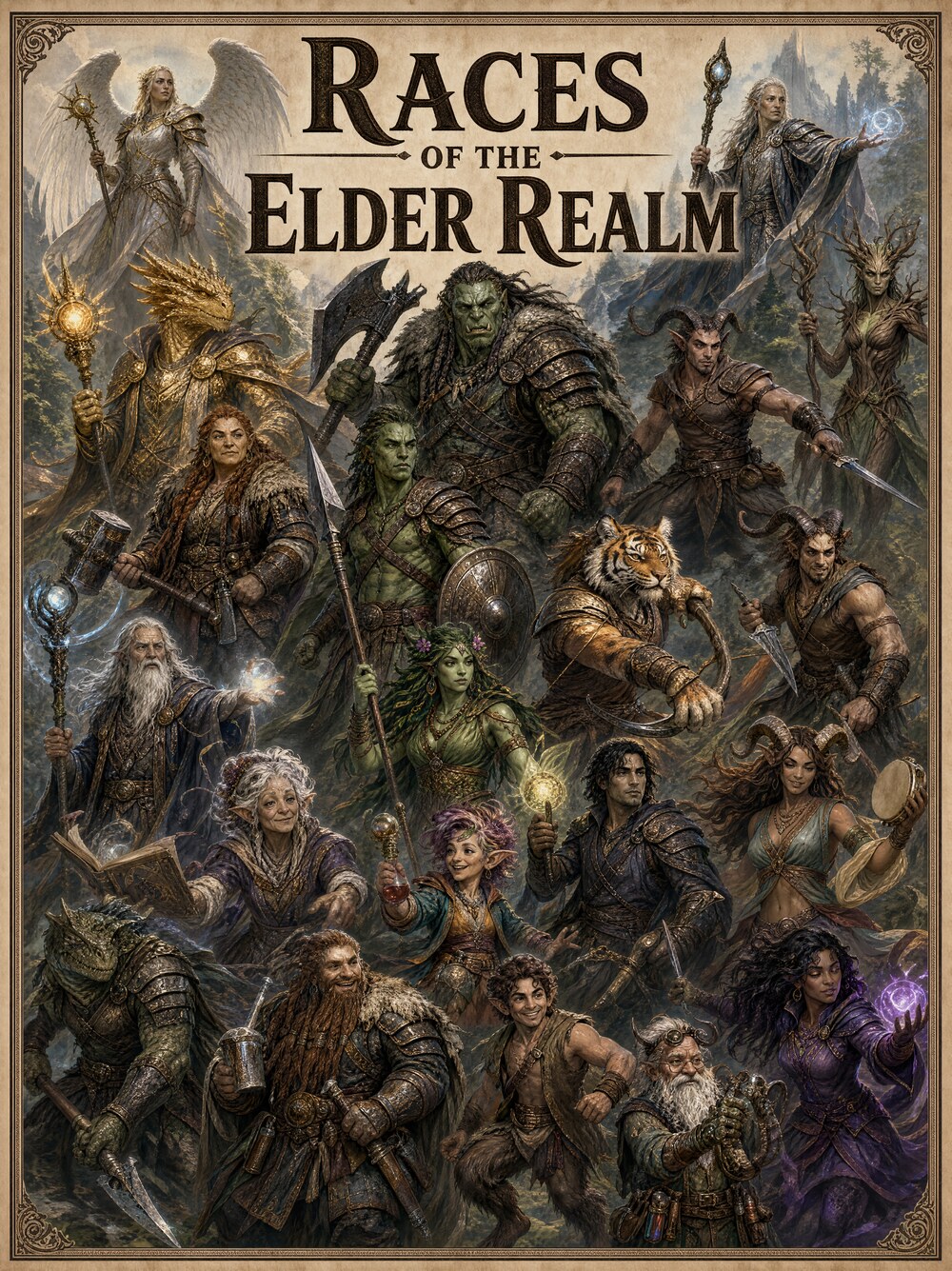 Races of the Elder Realm — illustrated ensemble